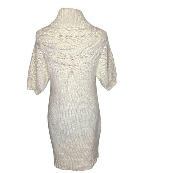 Free People Ivory Chunky Cable Knit Short Sleeve Long Sweater Size S Boho - Picture 5 of 15